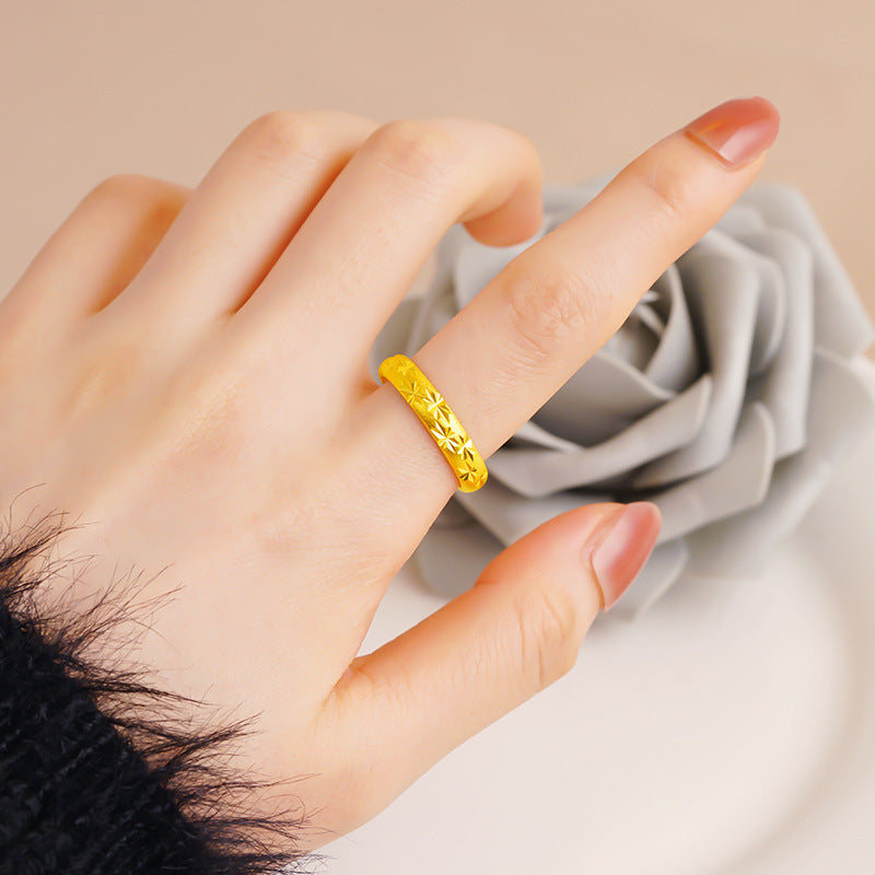 Gold Fashion Couple Light Luxury No Color Fading Meteor Ring