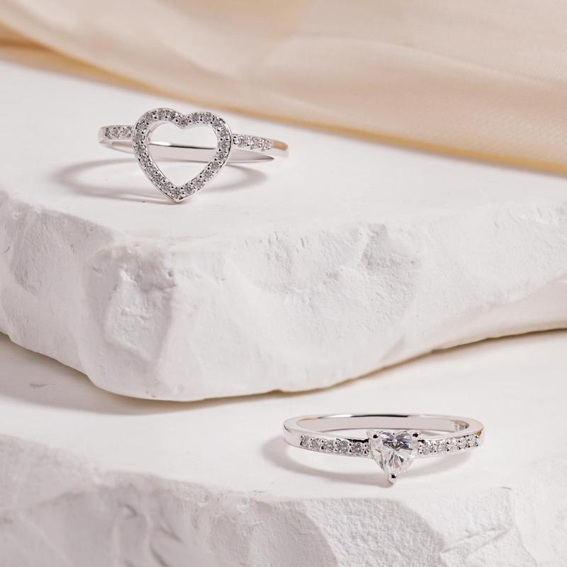 Heart-shaped Copper Plated Gold Zircon Eight Hearts Arrows Personality Creative Rings