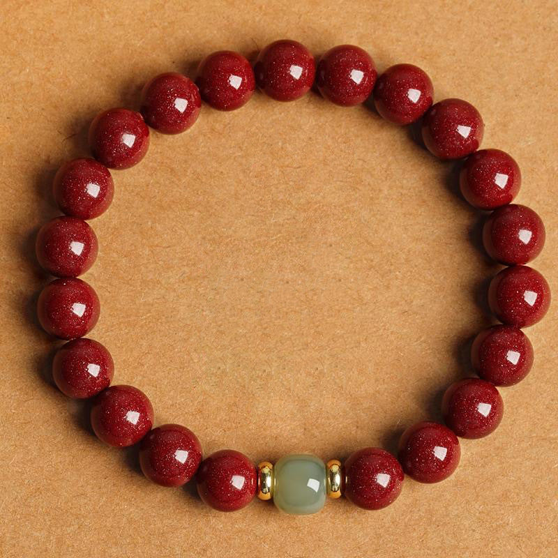 Purple Gold Sand Cinnabar Single With Jade Bracelets