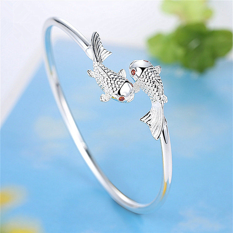 Women's Red Eye Double Fish Version Simple Bracelet