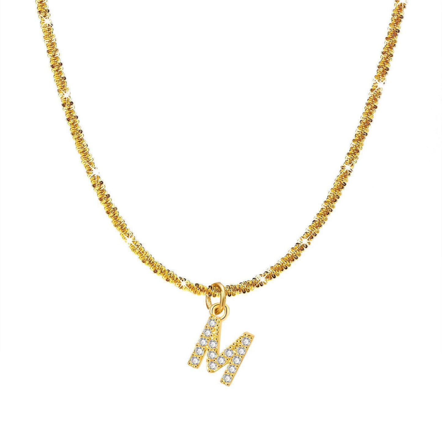 Steel Sparkling Female Inlaid Zirconium English Letters Clavicle Chain High Necklace