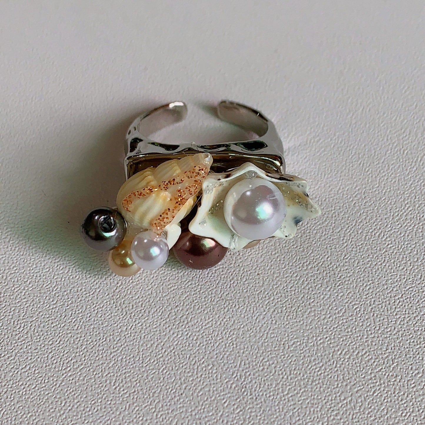 Bohemian Style Niche High-grade Pearl Index Finger Seaside Ring