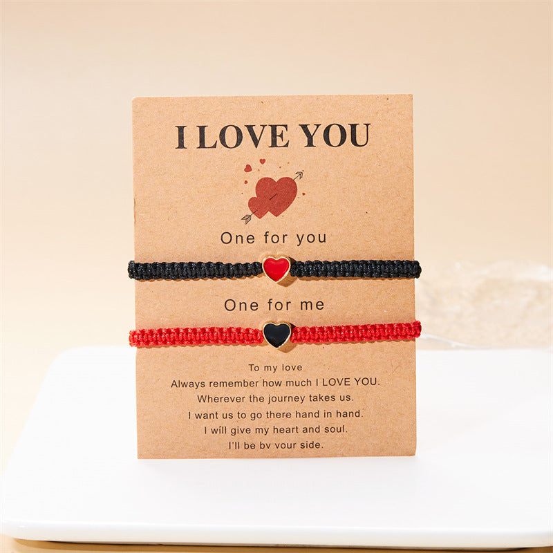 Women's & Men's Drop Oil Love Hand Woven Rope Fresh Bracelets