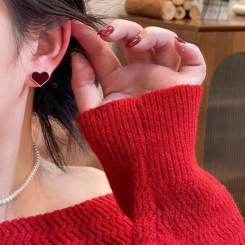 Women's Heart Pearl Temperamental Minority High-grade One Style Earrings