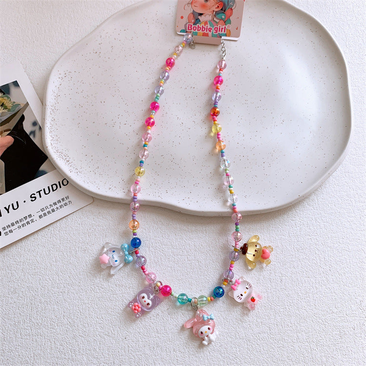 Children's Cartoon Princess Colorful Beaded Short Jewelry Necklaces