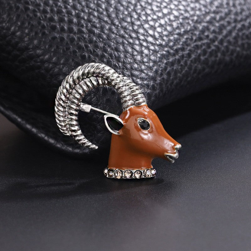 Men's Personalized Retro Animal Brooch Diamond Cartoon Lion Brooches