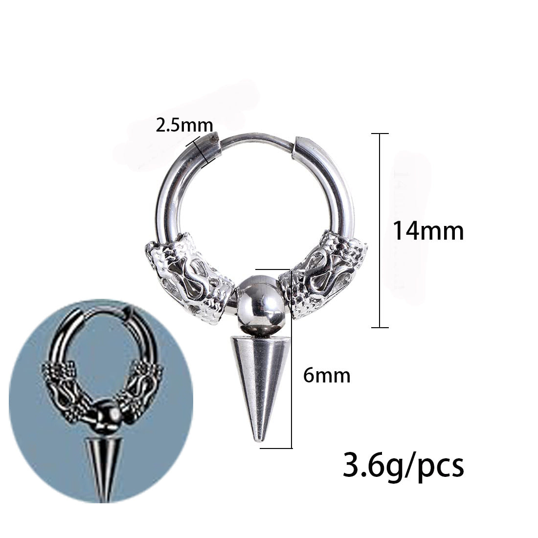 Tassel Dragon Pattern Circle Totem Retro Trendy High Sense Ear Rings
