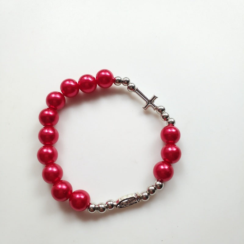 Innovative Vintage Cross Elastic Beaded Rosary Bracelets