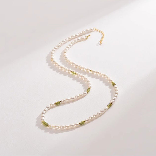 Women's Rice Grain Freshwater Pearl Simplicity Fashion Temperament Design Clavicle Chain Necklace