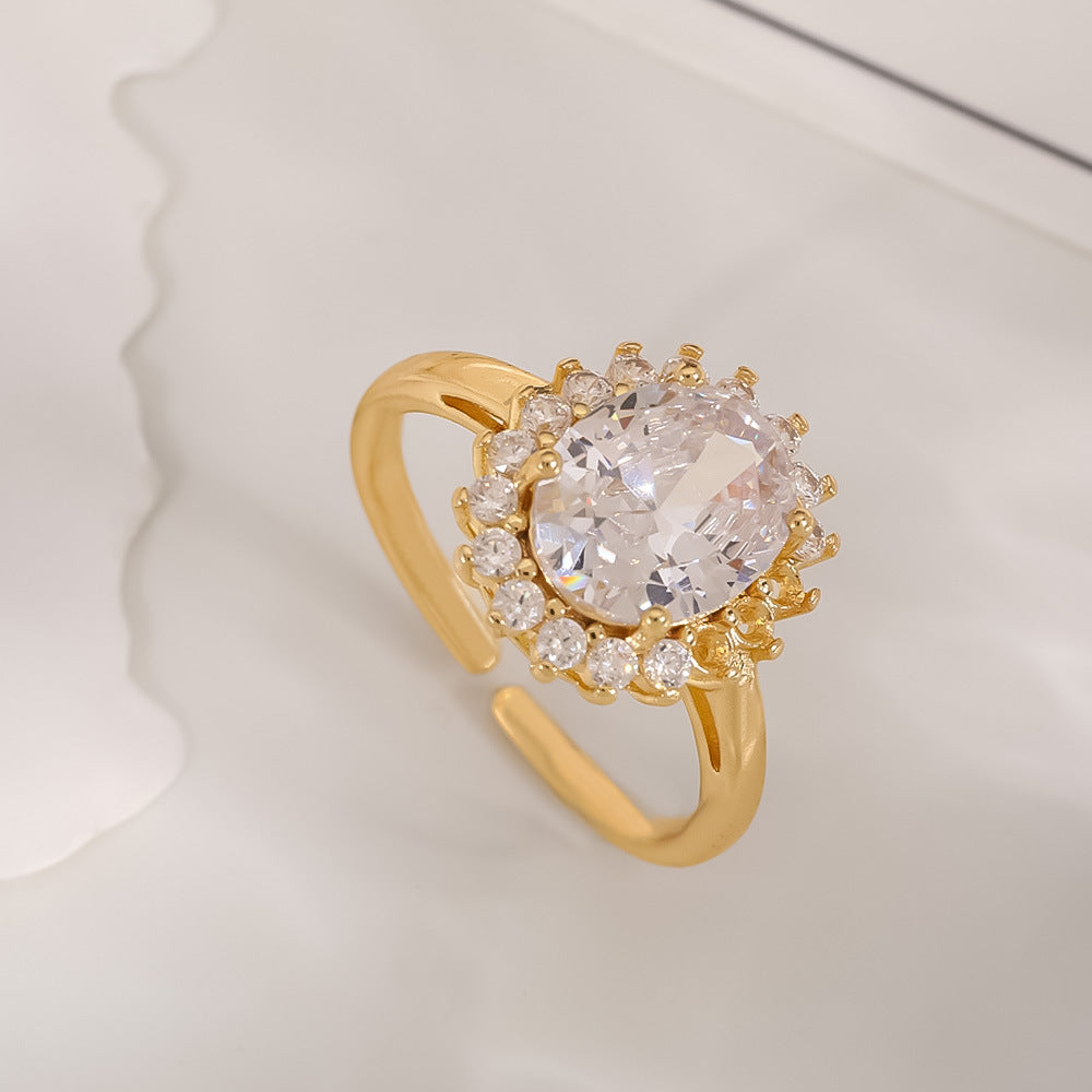 Women's Open-end Zircon Fashionable Classy Simple Cold Feeling Goddess Rings