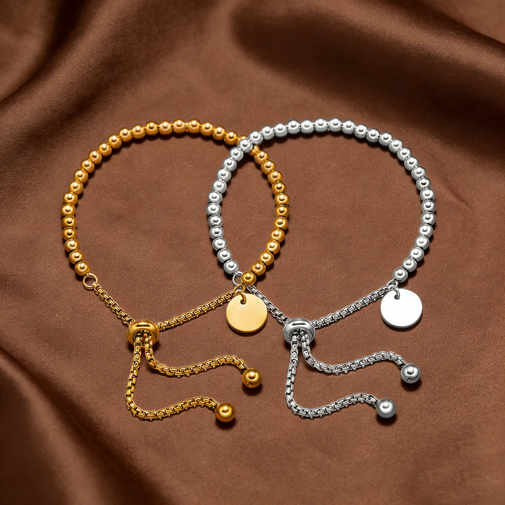 Titanium Steel Round Beads Beaded Female Lucky Bracelet