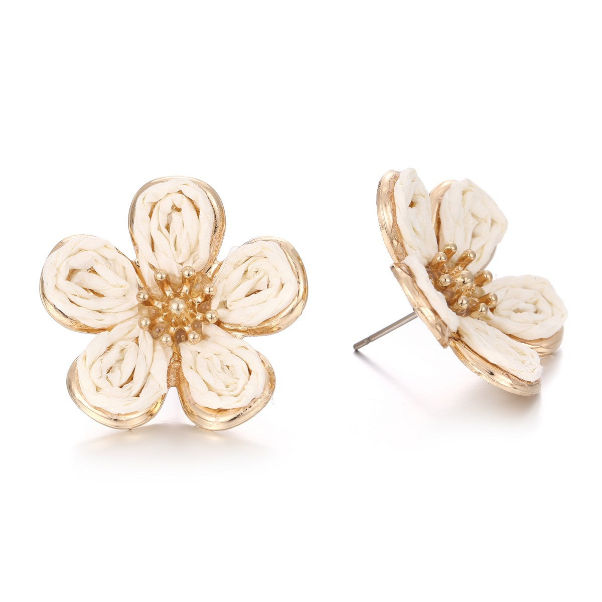 Raffia Flower Small Fashion Hand-woven Simple Earrings