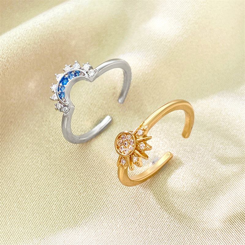 Sun Moon Stacked Female Lovers Opening Couple Hot Fashion Rings