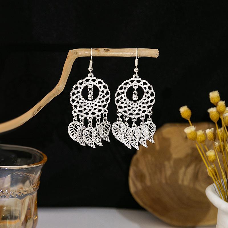 Miao Sier Personality Hollow Out Leaf-shaped Fashion Earrings