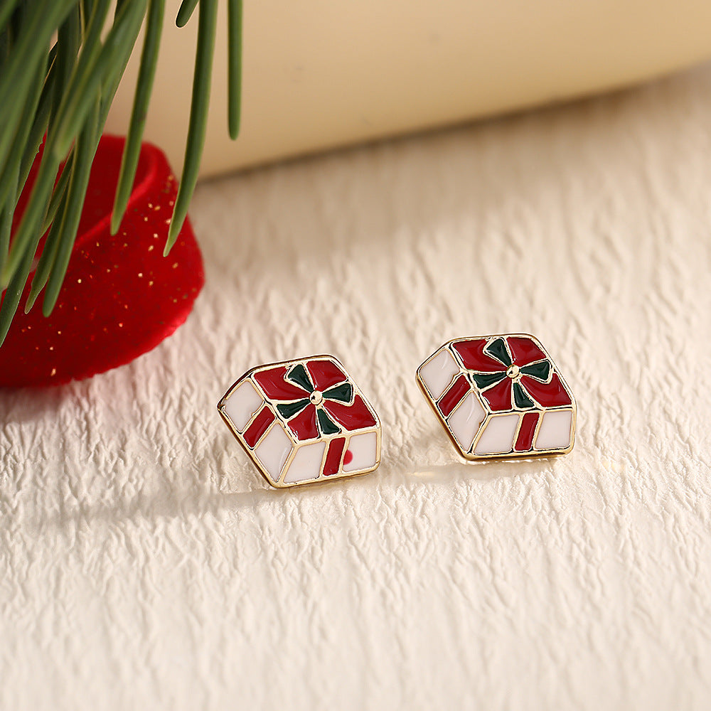 Fashion Elk Tree Snowflake Rhinestone Personalized Stud Earrings