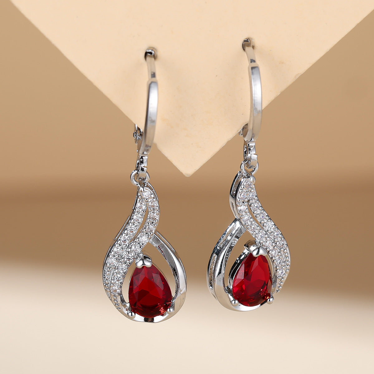 Stylish Water Drop Zircon Lady Temperament Earrings