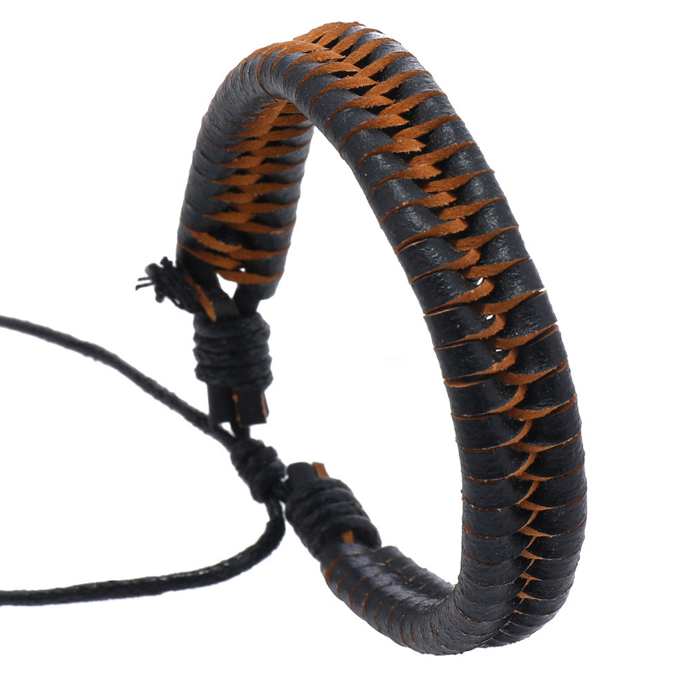 Men's Woven Hand Strap Leather Ornament Retro Bracelets