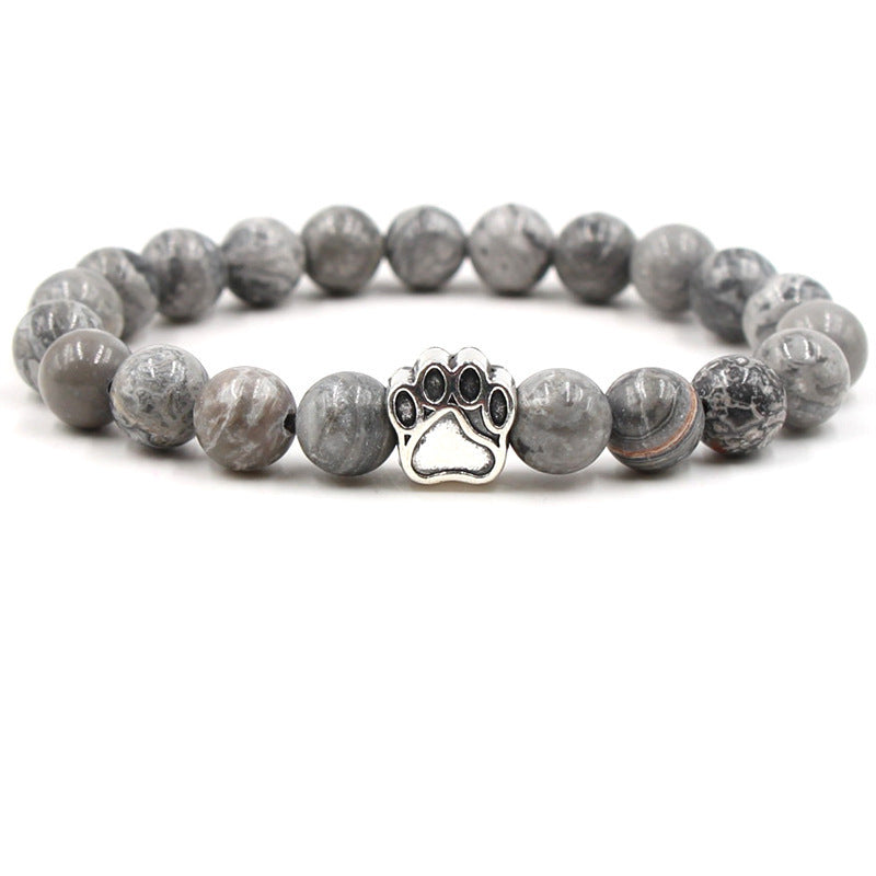 Holiday Gift Beaded Adjustable Foot Volcanic Rock Obsidian Turquoise Dog's Bracelets