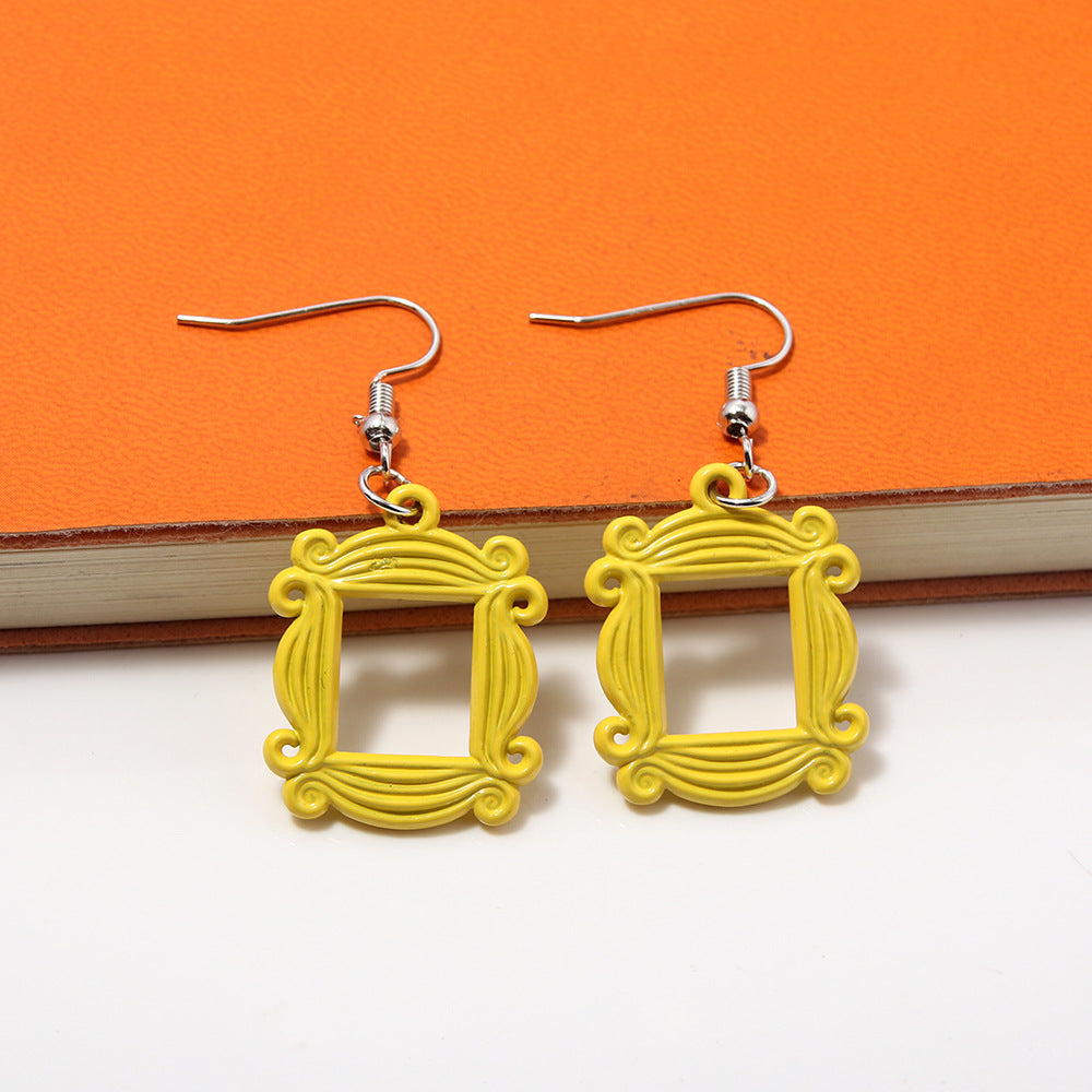Friends Frame Ear Hook Resin Cartoon Door Films Television Commemorative Earrings