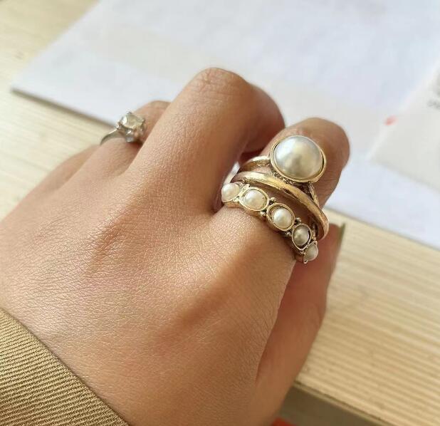 Retro Creative Big Open-end Pearl Fashion Rings