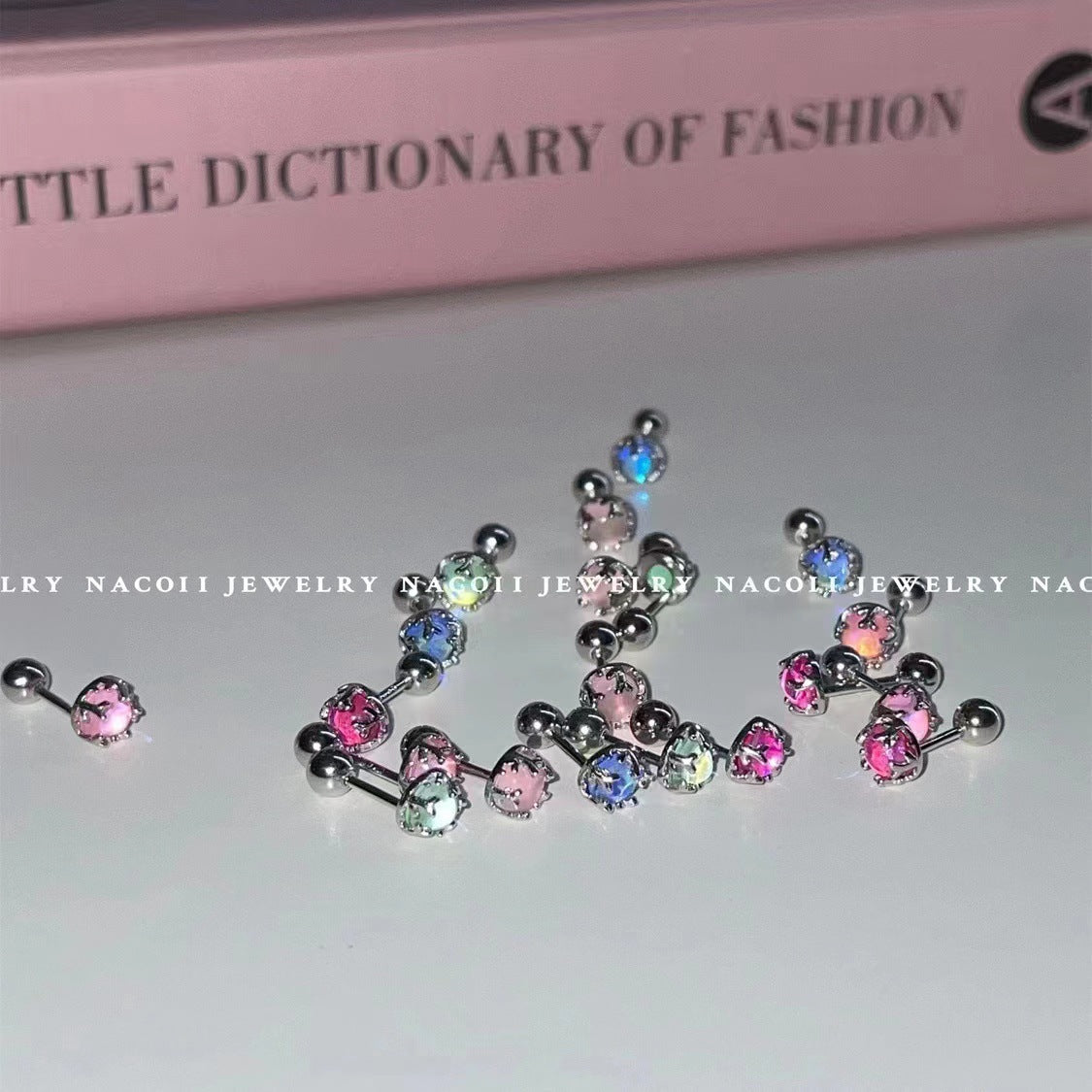 Beautiful Colorful Milk Fairy Moonstone Screw Ear Bone Stud Earrings