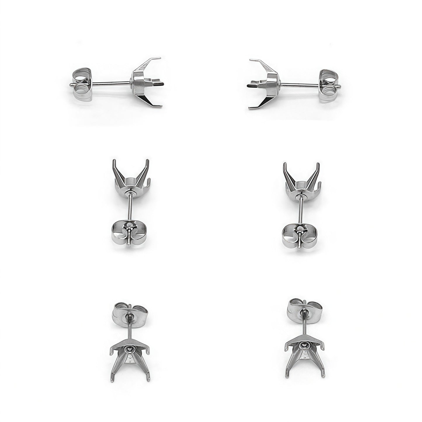 Needle Ear Empty Holder Claw Stainless Earrings