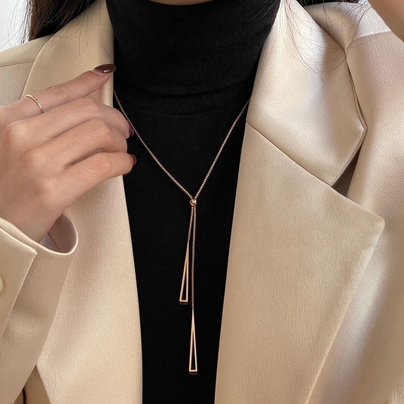 Women's Style Triangle Sweater Chain Metallic Niche Necklaces