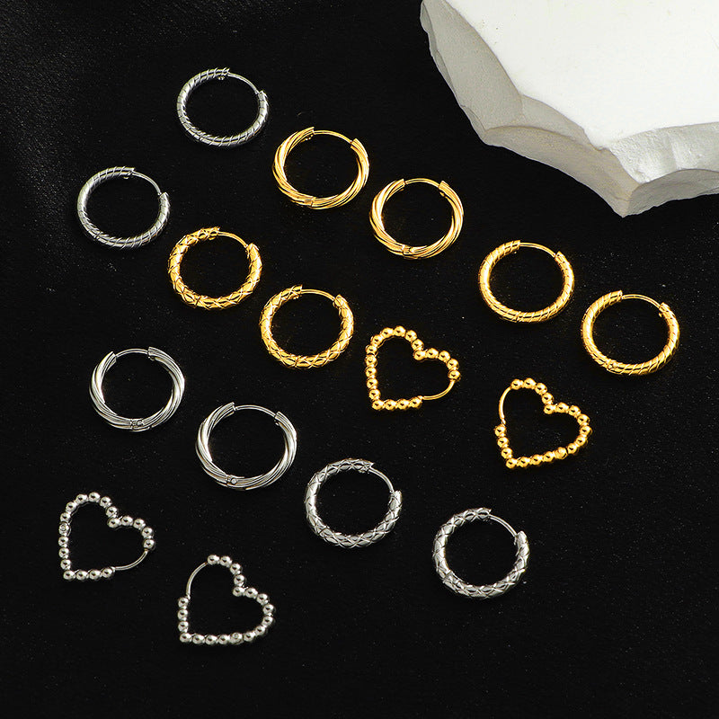 Clip Fashion Popular Knock Pattern Titanium Steel Ear Buckle