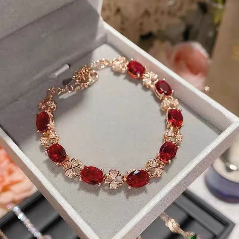 Pink Crystal Female Zircon Inlaid Light Luxury Bracelets