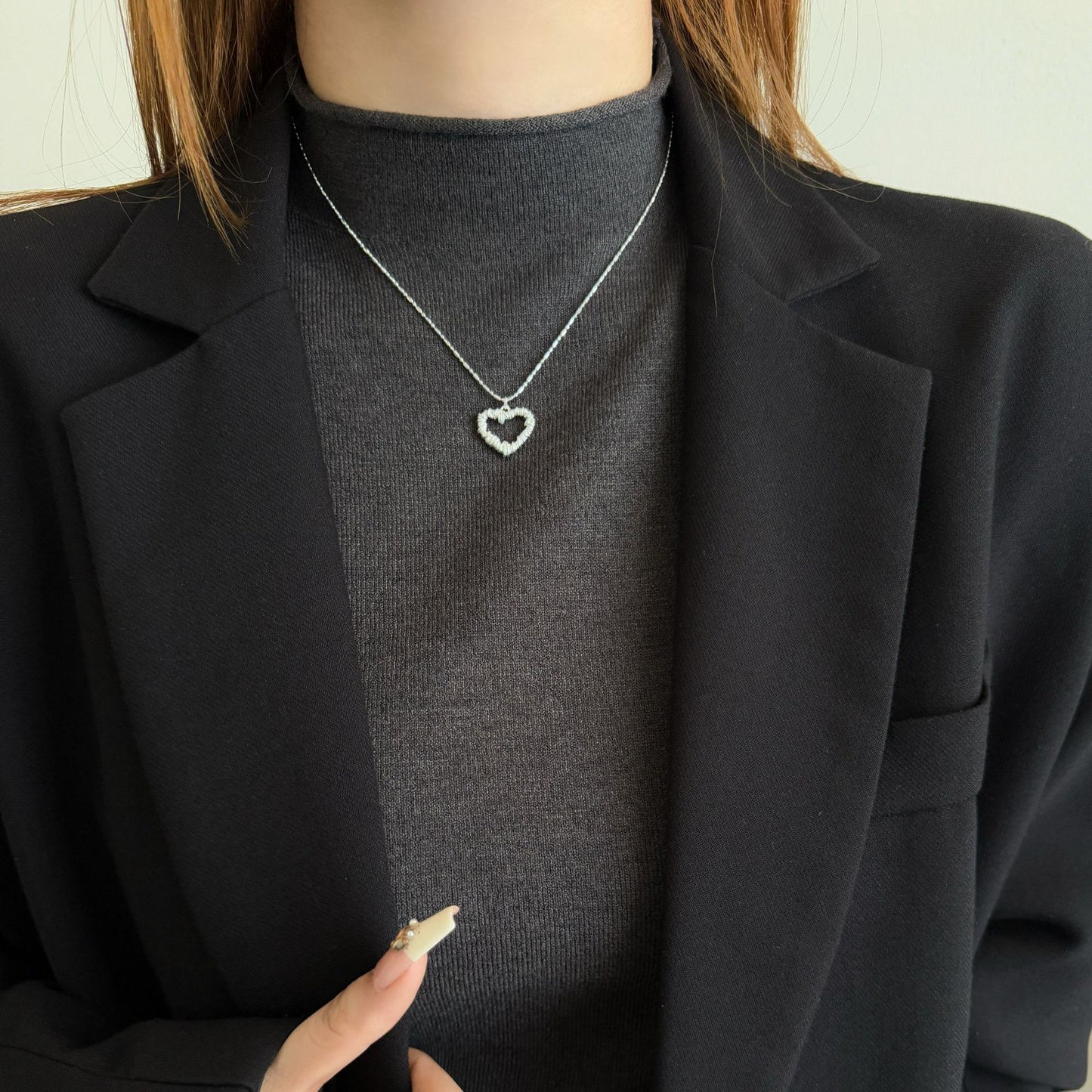 Women's Sterling Sier Hollow Heart For Minority Necklace