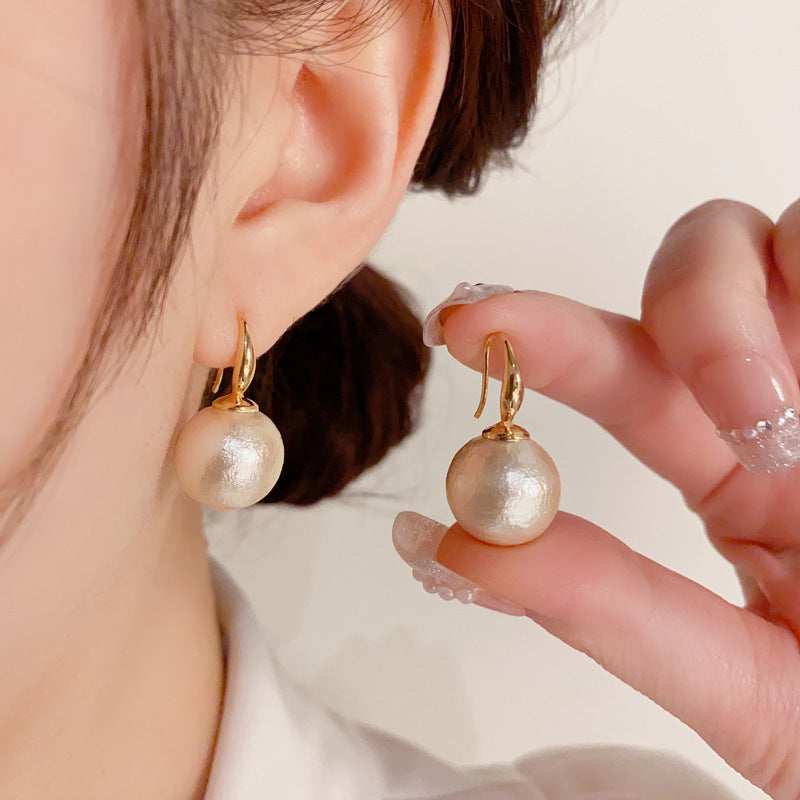 Color Cotton Pearl Ear Hook French Earrings