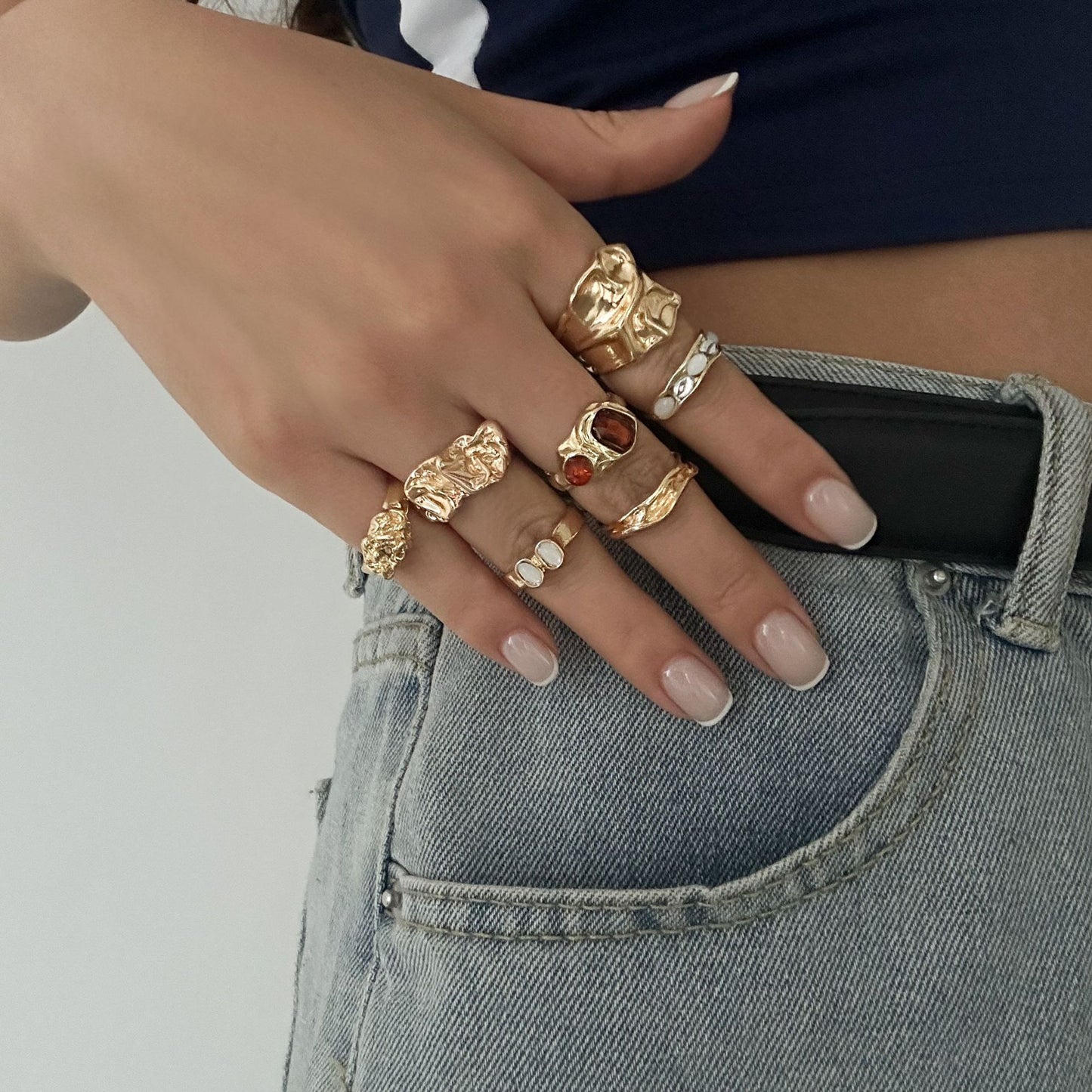 Sweet Cool Lava Geometric Diamond Suit Personality Rings