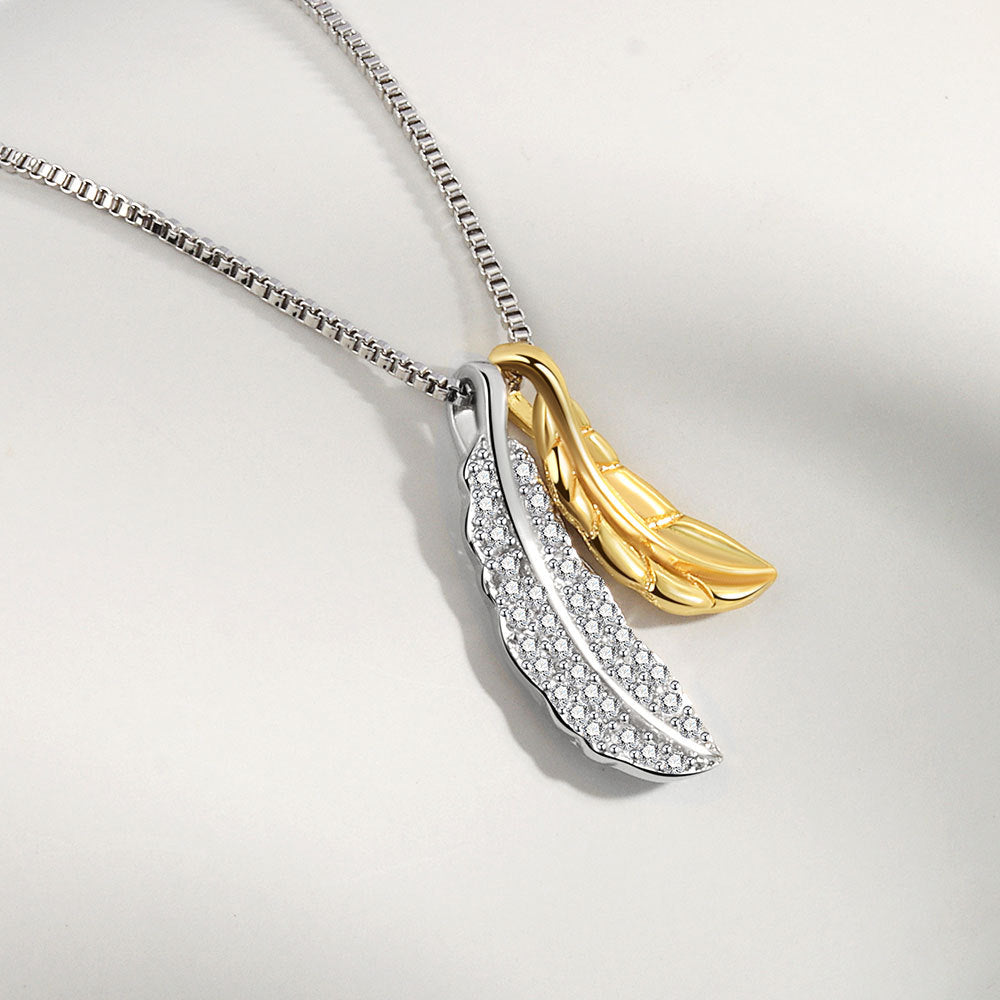 Light Luxury Temperament Sweater Chain Two-color Feather Female Necklace