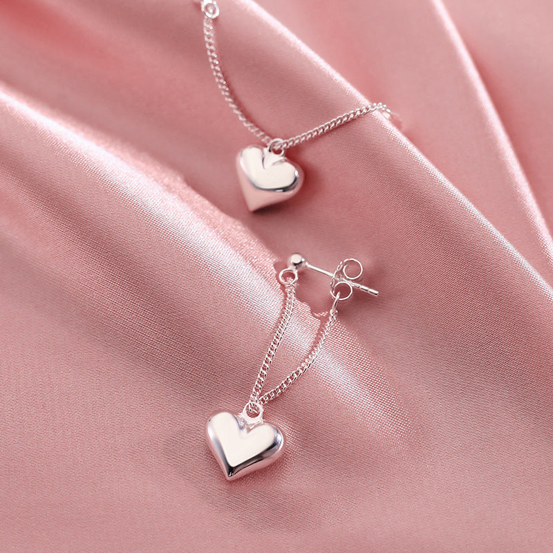 Women's Style Niche Design Sweet Tassel Love Heart Ear Line