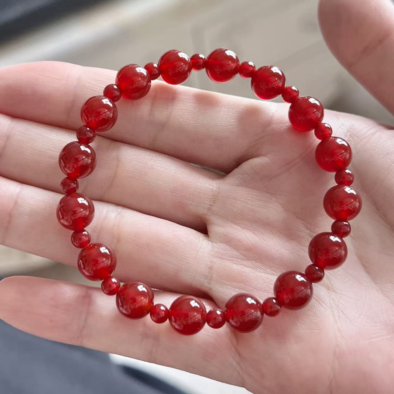 Red High Quality Natural Carnelian Agate Double Circle Bracelets