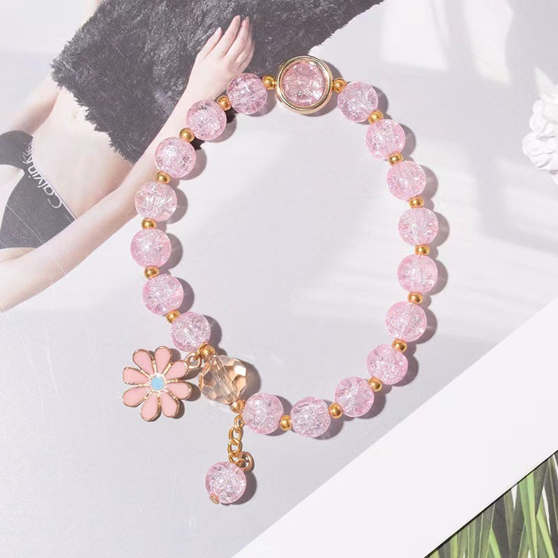 Off The Shelf Hot Flower Female Pink Crystal Bracelets