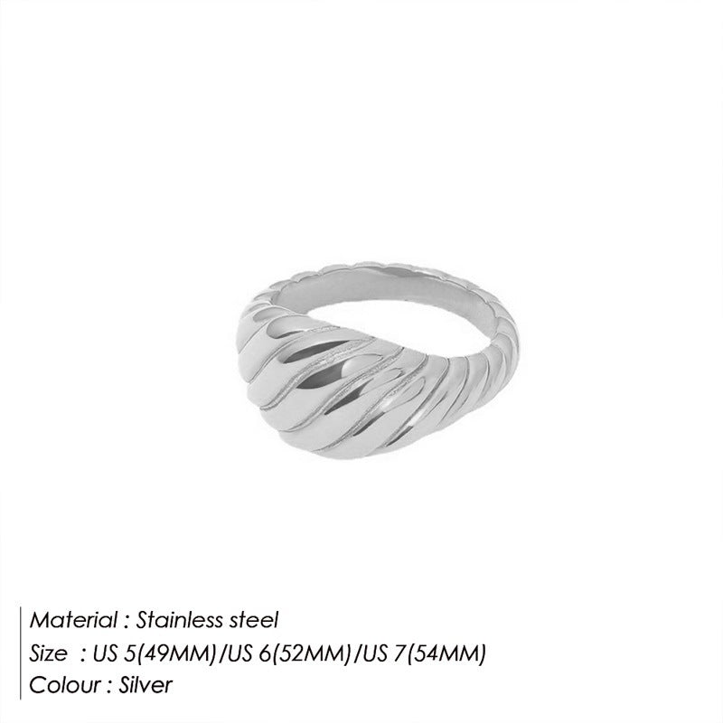 Men's Diagonal Texture Rib Wide Face Design Rings