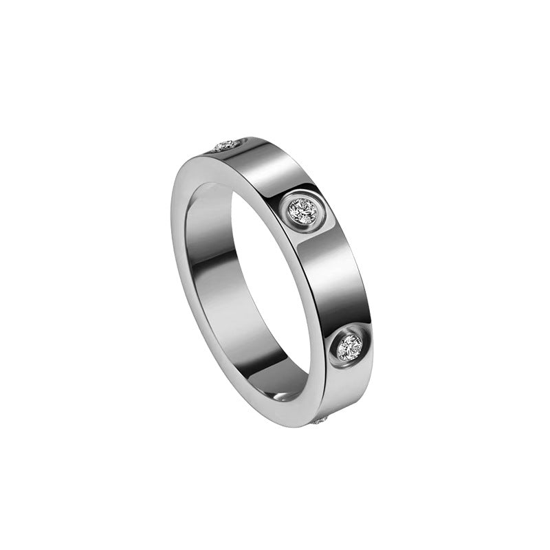 Diamond Zircon Titanium Steel Female Stainless Simple Light Rings