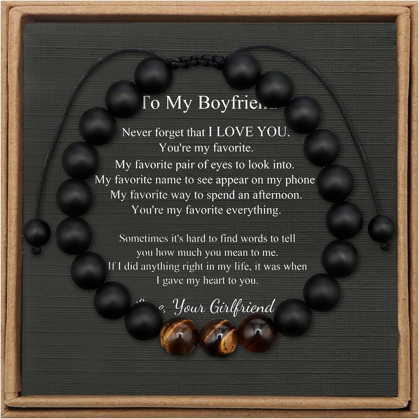 Men's Stone Tiger Eye Woven Adjustable Beaded Bracelet