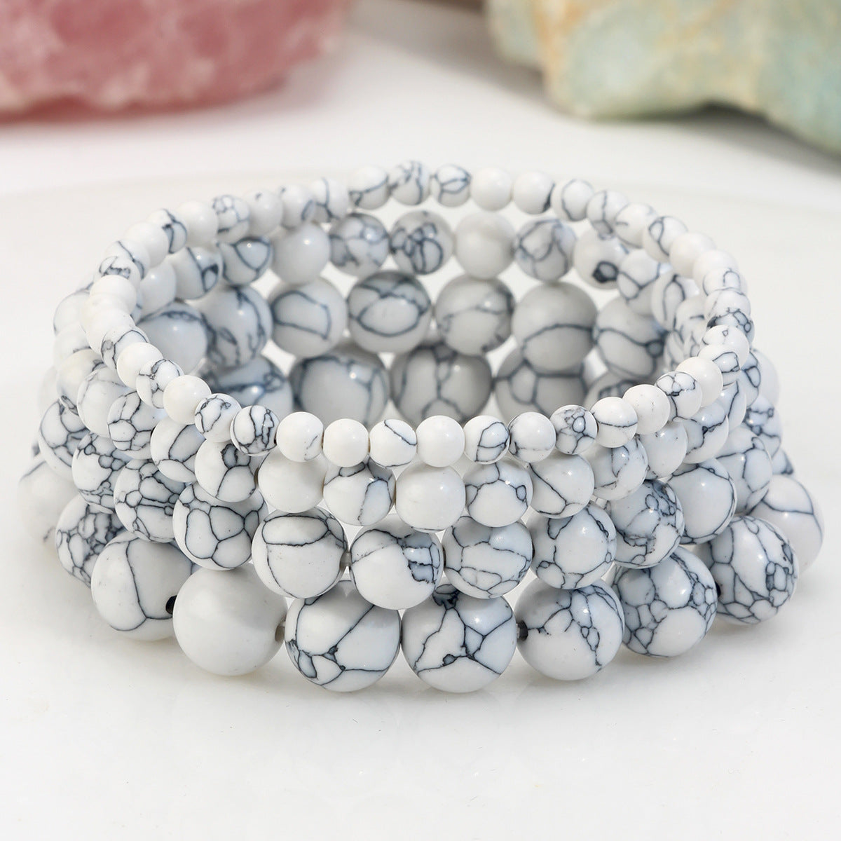 Women's & Men's Handmade Natural Stone Beaded For Twin Tourmaline Bracelet
