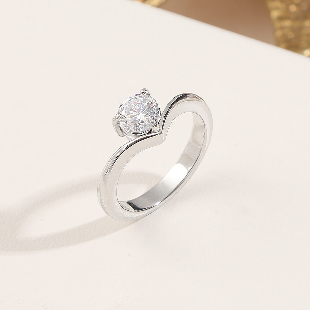 Women's Titanium Steel Affordable Luxury Fashion High-grade Single Diamond Rings
