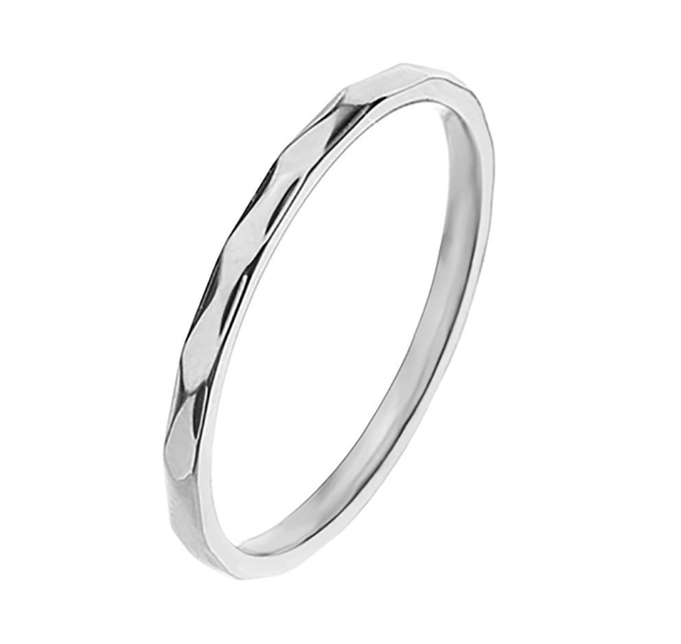 Design Sense Minority Simple Stainless Steel Wheat Rhombus Batch Flower Rings