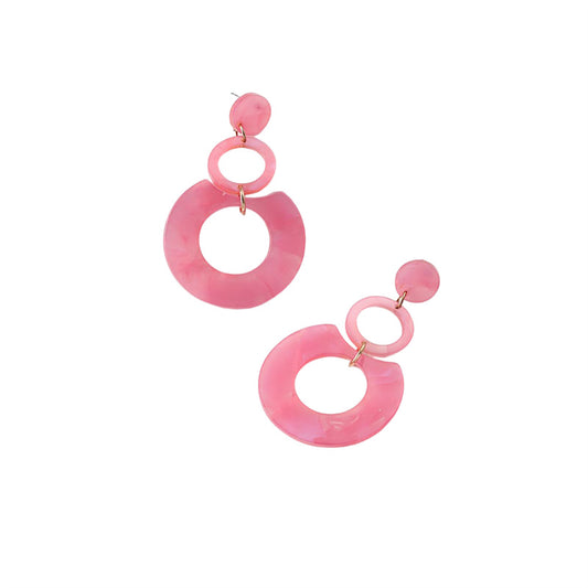 Women's Round Stitching Cellulose Acetate Sheet Texture Earrings