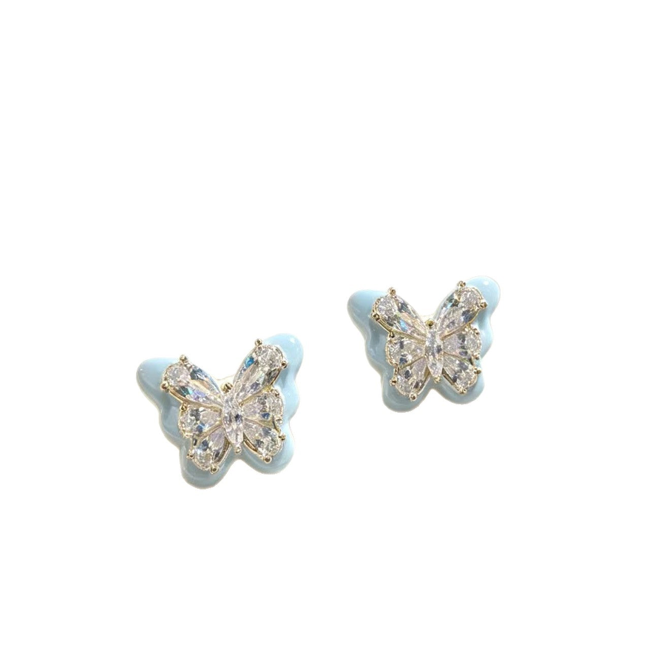Women's Sweet Zircon Butterfly Exquisite Light Luxury Simplicity Design Stud Earrings