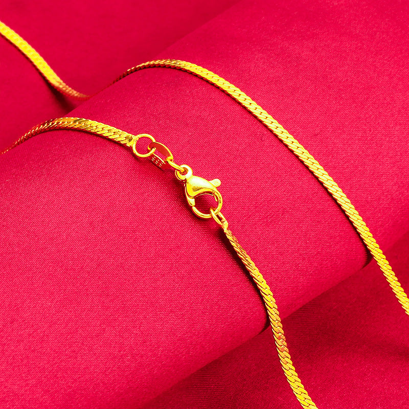 Women's Lobster Buckle Color Gold Plated Water Wave Chain Snake Bones Necklace