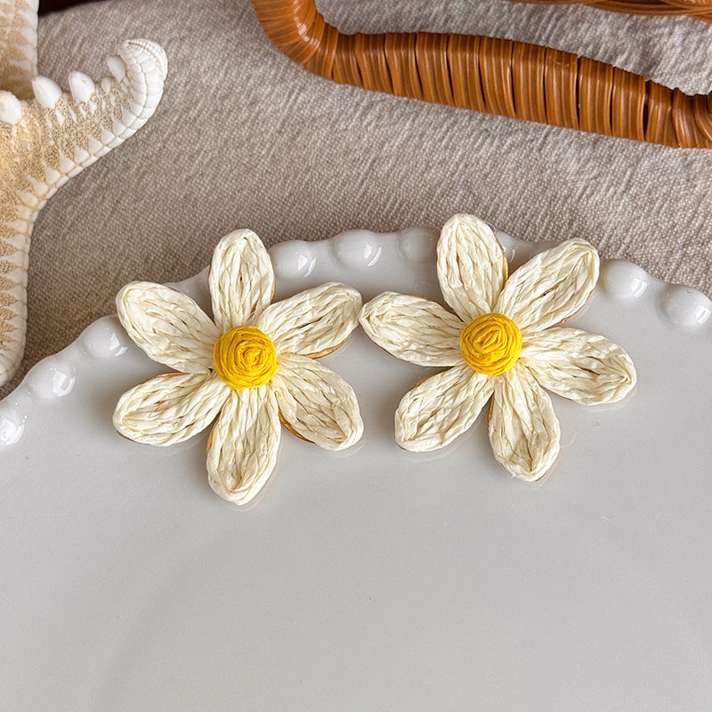 Vacation Style Yellow Series French Retro Graphy Earrings