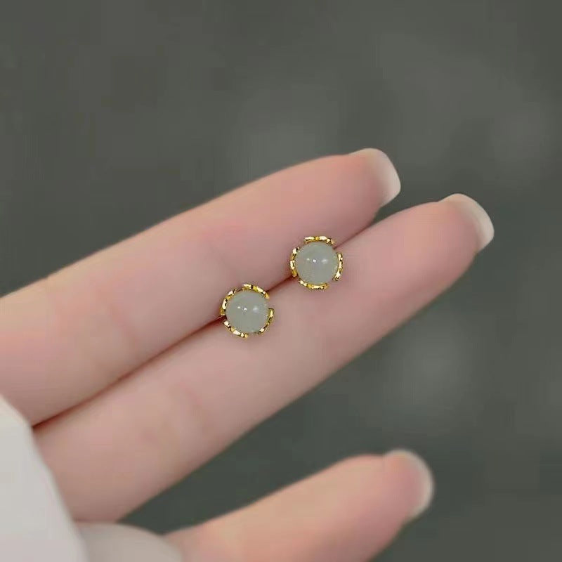 Women's Sier Jade Opal Gold Inlaid With For Earrings