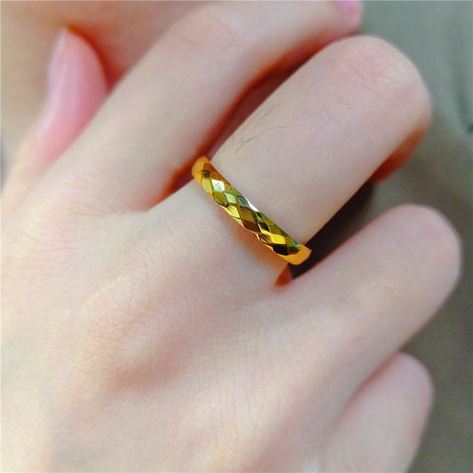 Luxury Cold Wind Diamond Pattern Titanium Steel No Fading Rings