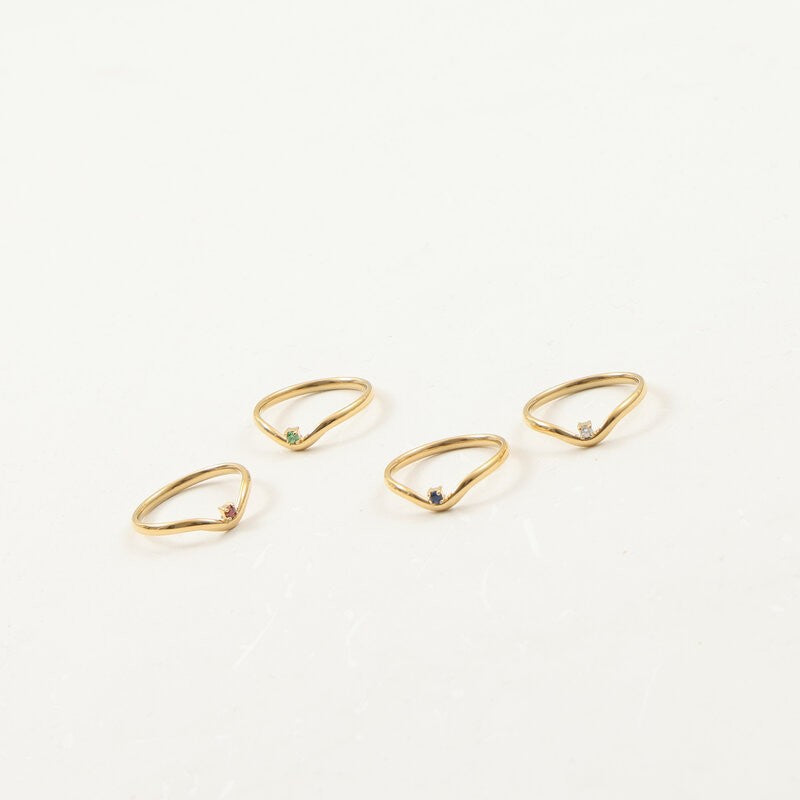 Pointed Thin Mini Small Diamond Titanium Steel Ring