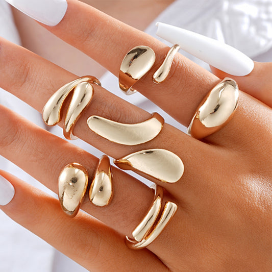 Niche Fashion Design Geometric Arc Knuckle Rings